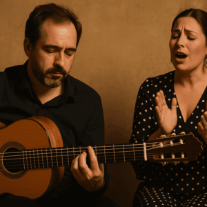 guitarrista acompañando al cante flamenco
